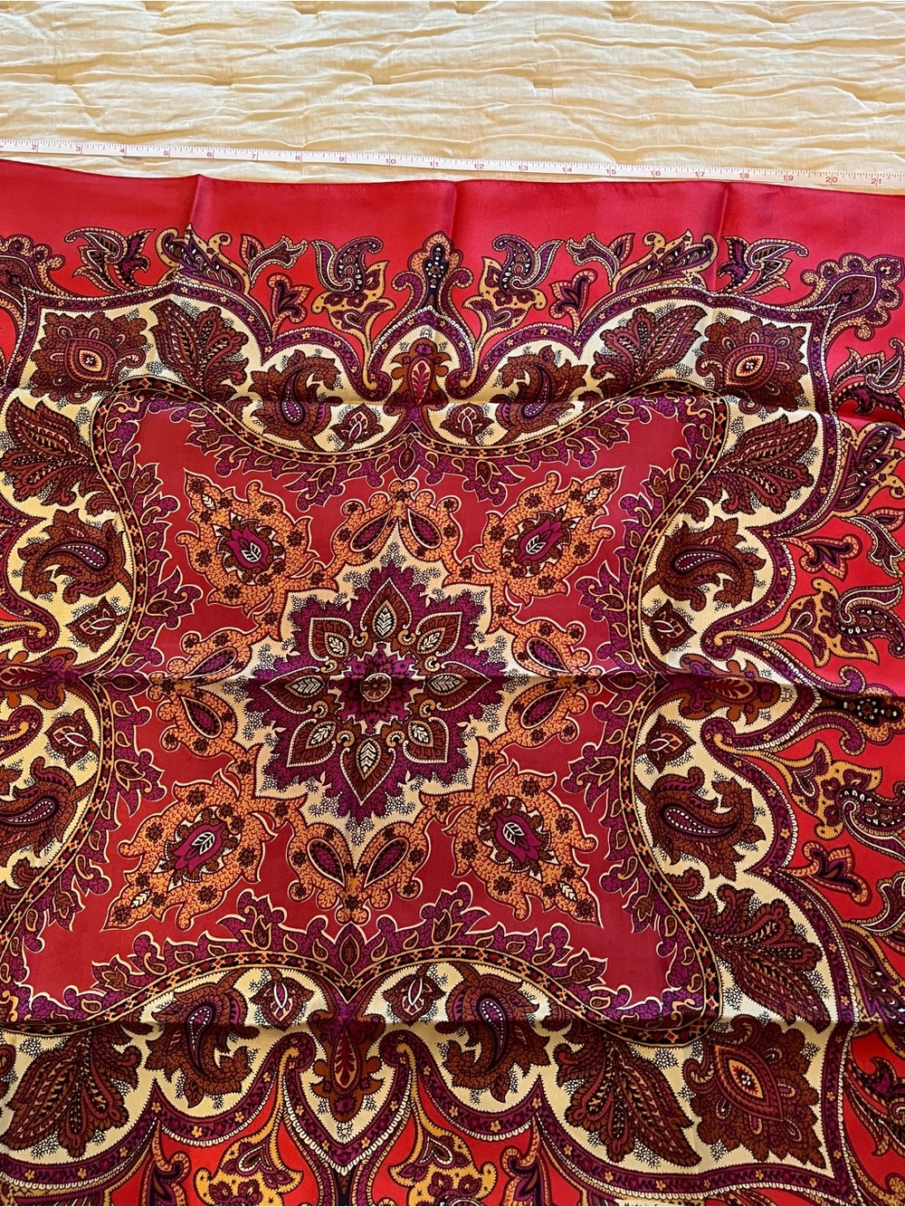 Vintage Liberty of London Red Paisley Silk Neck Scarf - Picture 6 of 7